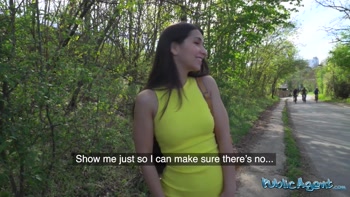 Public Agent - Hot Italian brunette student has her pussyhole re-configured outside