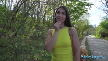 Public Agent - Hot Italian brunette student has her pussyhole re-configured outside