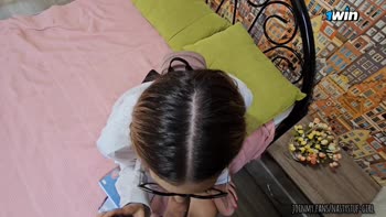 NastyStuf Girl's Rousing Rear Entry: Silent Asian Beauty with Glasses Takes a Deep Anal Ride
