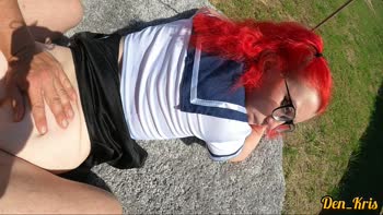 Teen (18+) Redhead den_kris Loves Anal Sex in Public Uniform