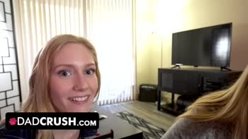 Dad Crush - Perv Stepdad Spies On His Stepdaughters And Makes Them Sit On His Throbbing