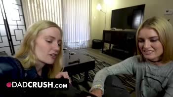 Dad Crush - Perv Stepdad Spies On His Stepdaughters And Makes Them Sit On His Throbbing