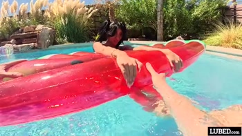 Laynee James Soaks Her Pussy In The Pool Before Getting Filled