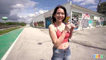 Riley Jean Flashes Her Natural Beauty Then Sucks Sean Lawless' Big Cock POV