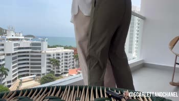 ScarlettandChanel's Balcony Bliss: Public Lesbian Seduction