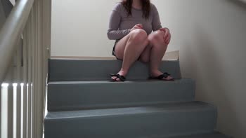 SinfulDelightx's Stairway Surprise: A Hot Mom's Public Piss