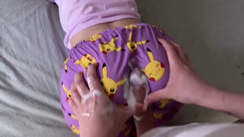 Mia Foster's Seductive Stepbrother Encounter: Ass Rubbing and Cumshot