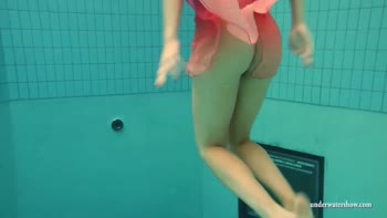 Big Tits Silvie Swims and Shows Hairy Pussy