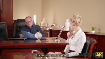 DADDY4K. Cute Naomi Love decided to get the job and showed her big natural tits and pussy to the future Boss