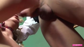 Asian dude is doing a great anal to the blonde milf