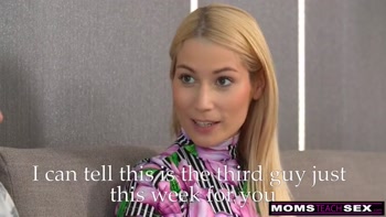 Busty Blonde Stepmom Sharon White and Stepdaughter Share Boyfriend’s Cock