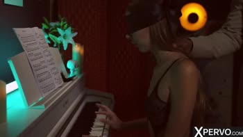 Blindfolded Blonde Bombshell Mary Popiense Craves BBC from Piano Teacher Jesus