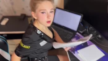 Cute Russian Cop Belloff Gets Bribed by Her Boss