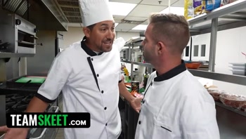 Petite Bunny Fae Takes On The Entire Kitchen Crew In A Wild Restaurant Gangbang