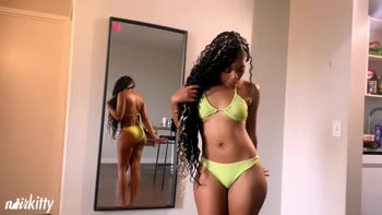NoirKitten0's Sizzling Ebony Bikini Try-On Tease