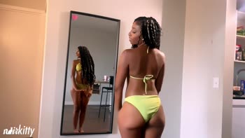 NoirKitten0's Sizzling Ebony Bikini Try-On Tease