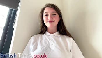 Teen (18+) British Beauty Sucks Cock in Chic Polo Shirt