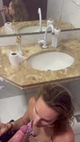 Blonde's Brazilian Bathroom Blow Job in a Party