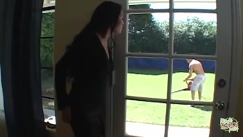 Lusty Asian MILF Teases Gardener in High Heels Before Steamy Blowjob and Creampie