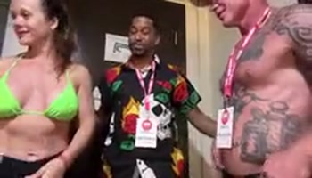 Awkward Hotel Interracial Threesome