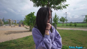 Cute Italian Pulls White THONG to one Side for My BIG DICK - Public Agent
